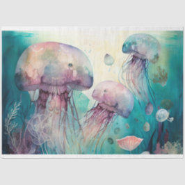 Jelly Fish Wasserfarbe Decoupage Tissue Paper Seidenpapier