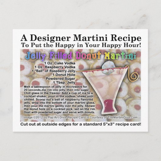 Jelly Fvoll Donut Martini Rezept Postkarte (Vorderseite)