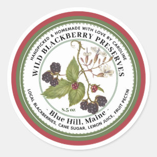 Jelly Label mit Vintager BLACKBERRY-Roter Grenze Runder Aufkleber