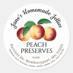 Jelly Label Vintage, hausgemachte Peach-Reserven Runder Aufkleber