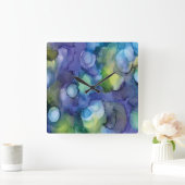 Jelly Lake Alcohol Ink Print Quadratische Wanduhr (Zuhause)