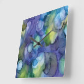 Jelly Lake Alcohol Ink Print Quadratische Wanduhr (Winkel)