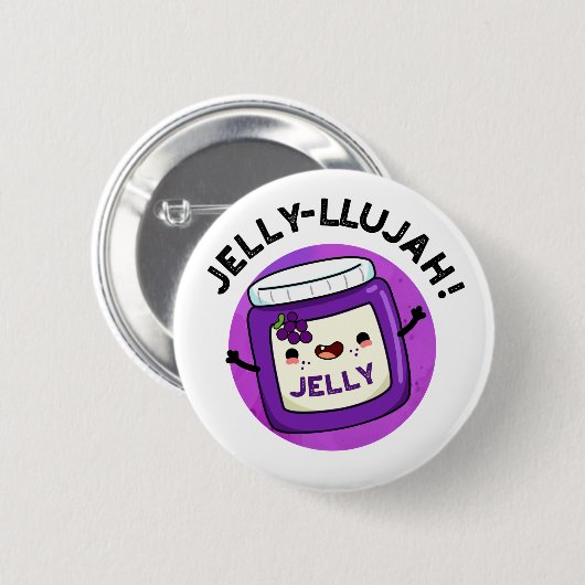 Jelly-llujah Funny Jelly Pun Button (Vorne & Hinten)