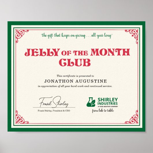 Jelly of the Month Certificate Poster (Vorne)