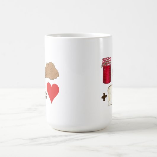 Jelly + Peanut Butter + Brot = Liebe Herz Kaffeetasse (Mittel)