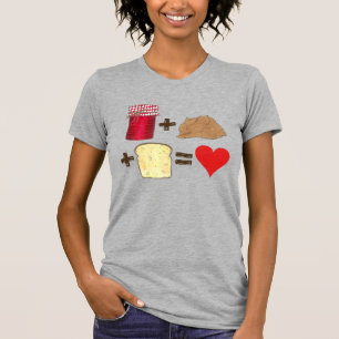 Jelly + Peanut Butter + Brot = Liebe Herz T-Shirt