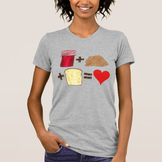 Jelly + Peanut Butter + Brot = Liebe Herz T-Shirt (Vorderseite)