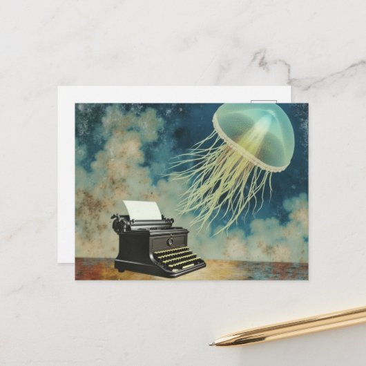 Jellyfish and a Typewriter Postkarte (Vorderseite/Rückseite Beispiel)