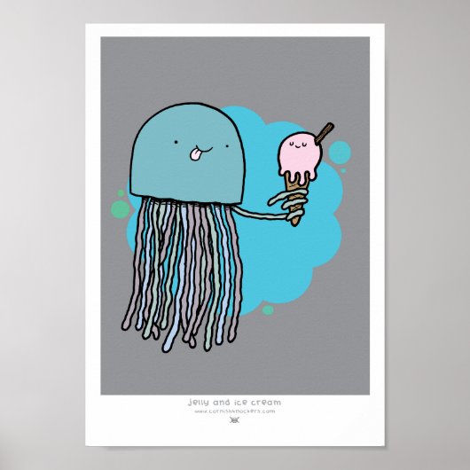 Jellyfish and ice cream A4 print Poster (Vorne)
