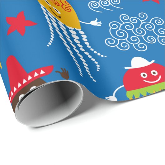Jellyfish and Octopus Geschenkpapier (Rolleneckpunkt)