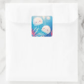 Jellyfish Buddies Adventure Quadratischer Aufkleber (Tasche)