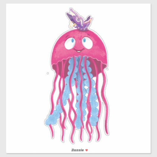 Jellyfish Butterfly Friends Kid's Room Aufkleber (Blatt)