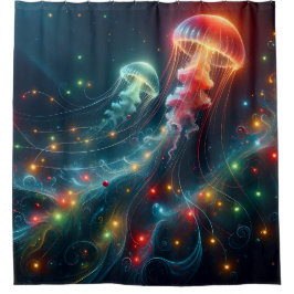 "Jellyfish Christmas Lights Wonderland" Duschvorhang