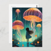 Jellyfish Forest Girl Fantasy Postkarte (Vorne/Hinten)