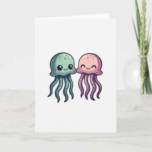 Jellyfish Freunde Glückskarte Karte (Vorderseite)