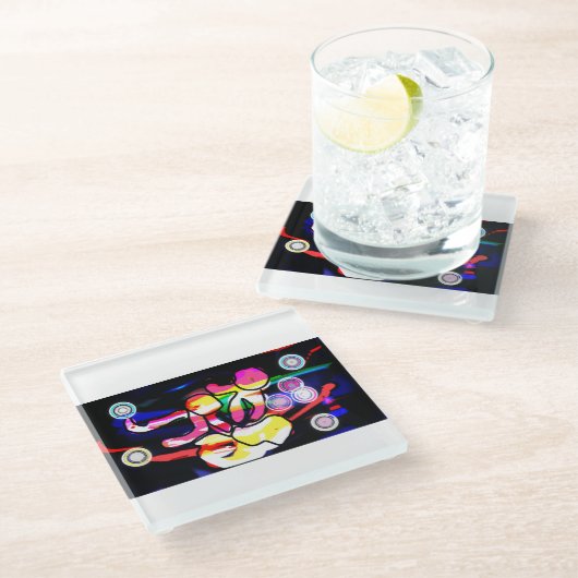 Jellyfish Jazz Glasuntersetzer (Schrägansicht)