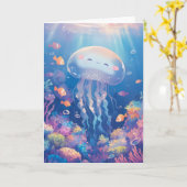 Jellyfish lächeln in einem lebendigen Riff Karte (Gelbe Blume)