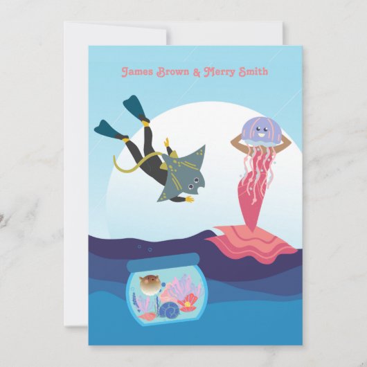 Jellyfish Mermaid Ray Diver Aquarium Hochzeit Einladung (Vorderseite)