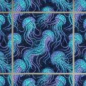 Jellyfish Mosaic Teal Purple Iridescent Design Fliese