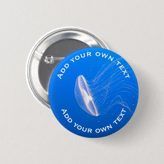 Jellyfish Tentacles Bright Blue Sea Custom Text Button (Vorne & Hinten)