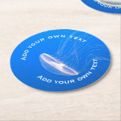 Jellyfish Tentacles Bright Blue Sea Custom Text Runder Pappuntersetzer (Angewinkelt)