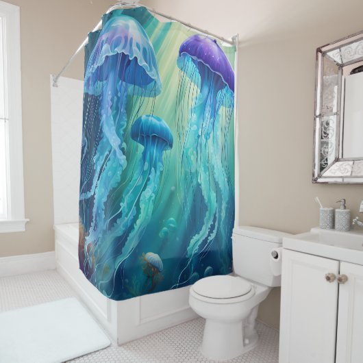 Jellyfish Trio Duschvorhang (Beispiel)