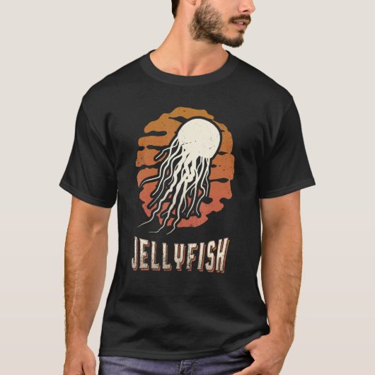 Jellyfish Vintage Retro Classic Animal Sunset T-Shirt (Vorderseite)