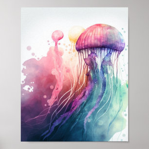 Jellyfish Watercolor Minimalistisch Poster