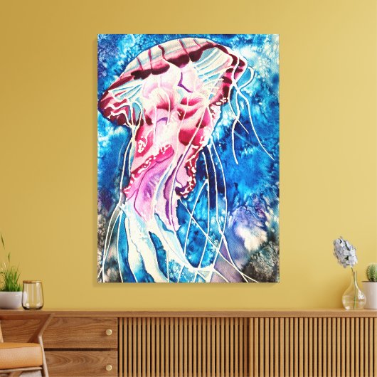 Jellyfish watercolor ocean art leinwanddruck (Insitu (Wohnzimmer))