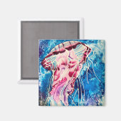 Jellyfish watercolor ocean art magnet (Vorderseite/Rückseite)