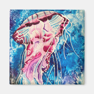 Jellyfish watercolor ocean art magnet