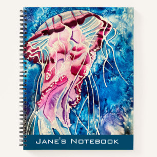 Jellyfish watercolor ocean art notizblock
