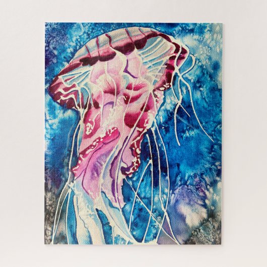Jellyfish watercolor ocean art puzzle (Vertikal)