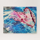 Jellyfish watercolor ocean art puzzle (Horizontal)