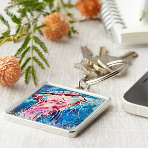 Jellyfish watercolor ocean art schlüsselanhänger