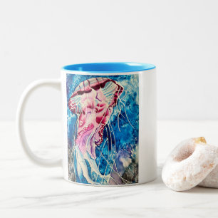 Jellyfish watercolor ocean art zweifarbige tasse