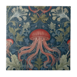 Jellyfish William Morris Stil Meer Botanischer Oze Fliese