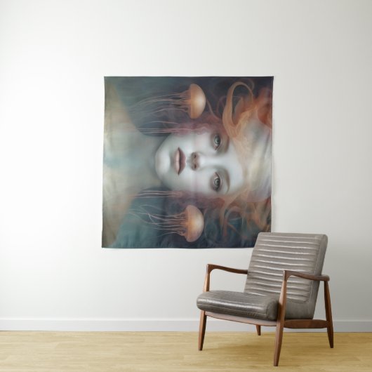 Jellyfish Woman Fantasy Wandteppich (Beispiel (Horizontal))