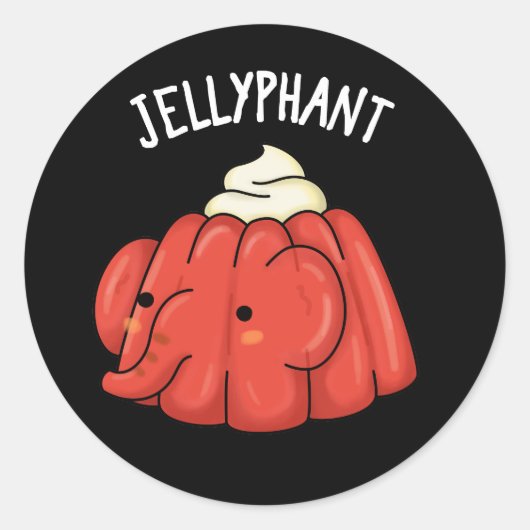 Jellyphant Funny Elephant Jelly Pun Dark BG Runder Aufkleber (Vorderseite)