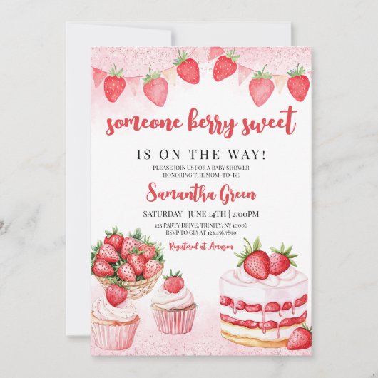 Jemand Berry Sweet Baby Shower Einladung (Vorderseite)