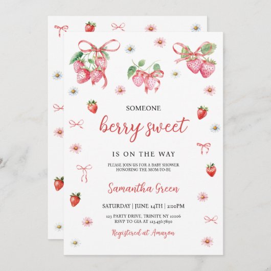 Jemand Berry Sweet Baby Shower Einladung (Vorne/Hinten)