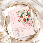 Jemand Berry Sweet Modern Pink Bow Baby Dusche Einladung