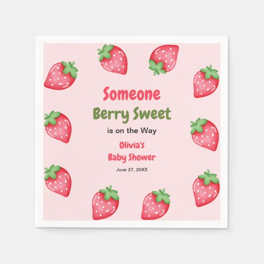 Jemand Berry Sweet Pink Strawberry Baby Dusche Serviette (Vorderseite)