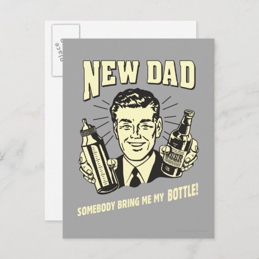 Jemand bringt mir meine Flasche Postkarte (Vorne/Hinten)