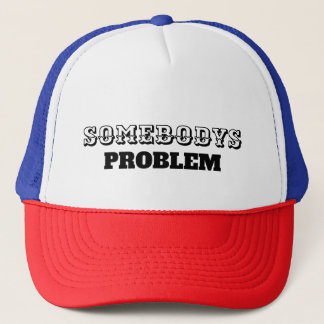 Jemand hat eine Problemlinie Truckerkappe