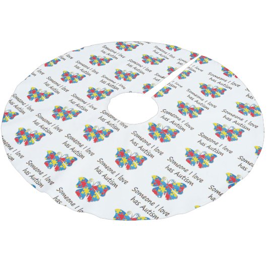 Jemand i-Liebe hat den Autismus (multi) Polyester Weihnachtsbaumdecke (Schrägansicht)