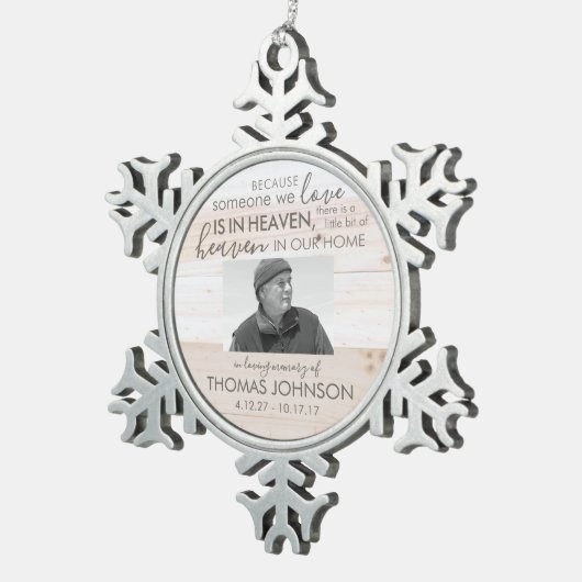 Jemand im Himmel Snowflake Foto Ornament (Rechts)