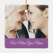 Jemand im Paradies Winter Grüne Foto Lila Keramikornament (Rückseite)