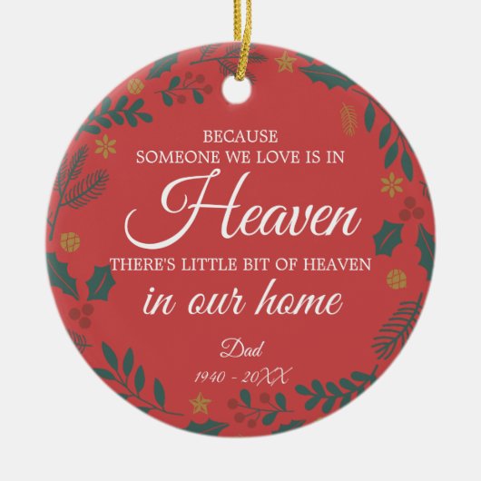 Jemand in den Himmelswinterblättern Foto Rot Keramik Ornament (Vorne)