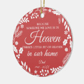 Jemand in den Himmelswinterblättern Foto Rot Keramik Ornament (Links)